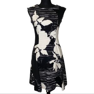 Sleeveless Fit & Flare Black and Ivory Dress